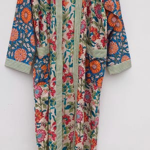 Bata de kimono de algodón, bata estampada, ideal para damas de honor, ropa de dormir de verano, talla única. imagen 4