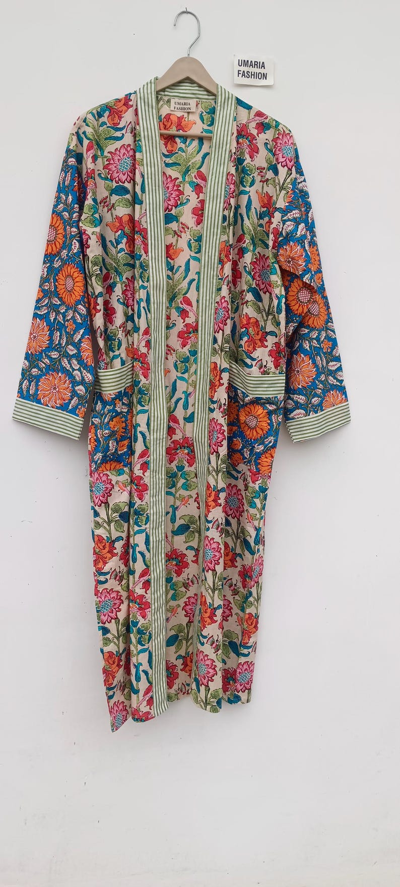 Bata de kimono de algodón, bata estampada, ideal para damas de honor, ropa de dormir de verano, talla única. imagen 4