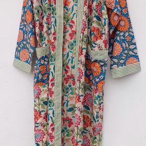 Bata de kimono de algodón, bata estampada, ideal para damas de honor, ropa de dormir de verano, talla única. imagen 7