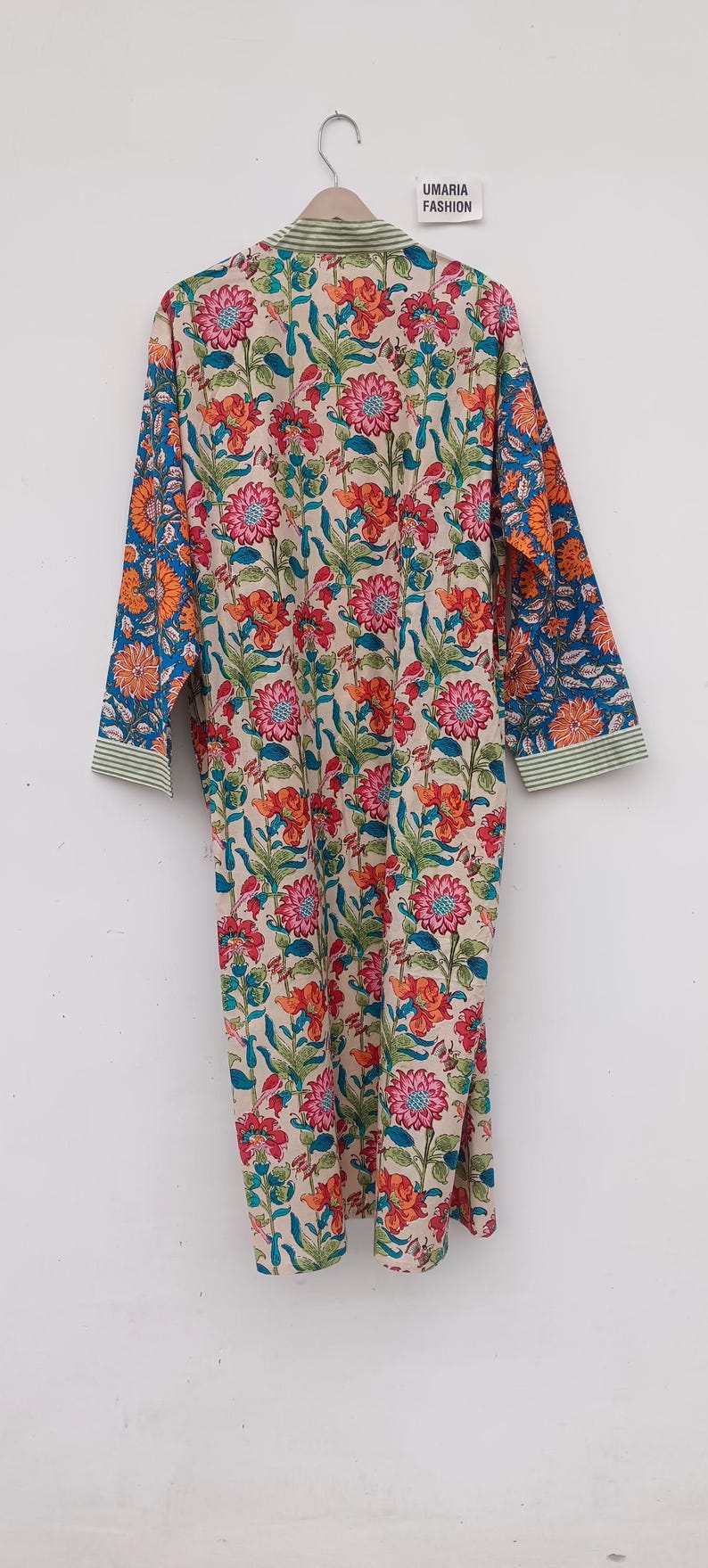 Bata de kimono de algodón, bata estampada, ideal para damas de honor, ropa de dormir de verano, talla única. imagen 14