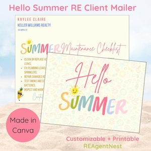 Cartão postal imobiliário de verão impresso – Olá, mala direta para clientes de verão – Marketing imobiliário – Cartão postal personalizado e enviado para agentes
