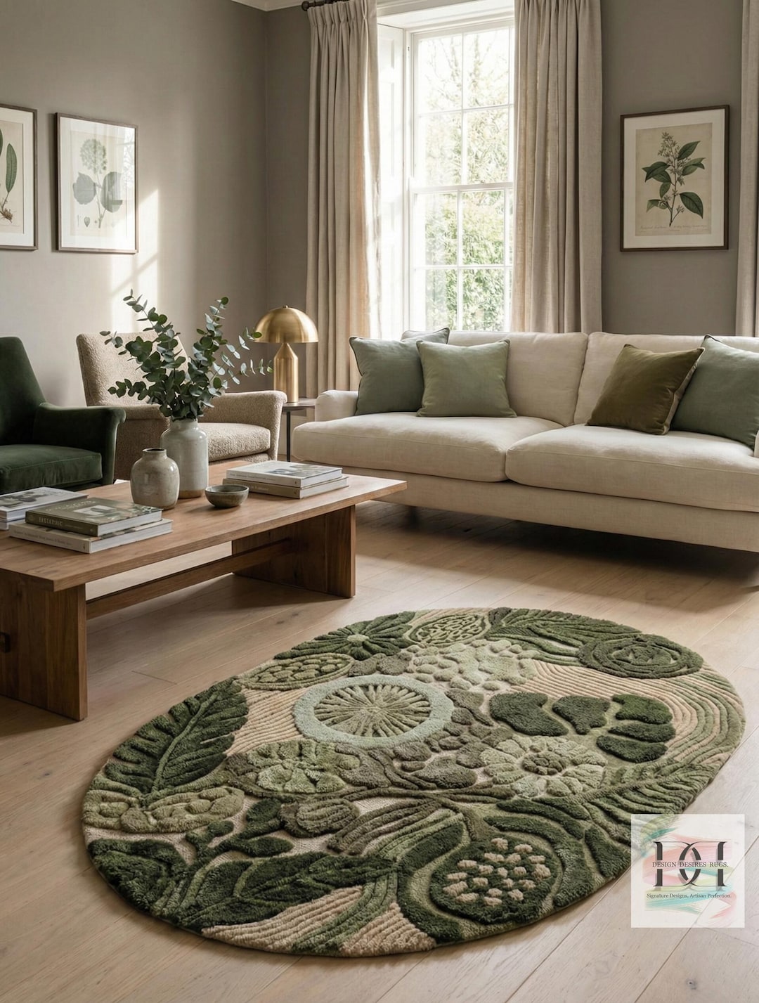 Top Secret Rug Secret Garden Sculpted Oval Rug - Green Hand Tufted Wool Carpet ...