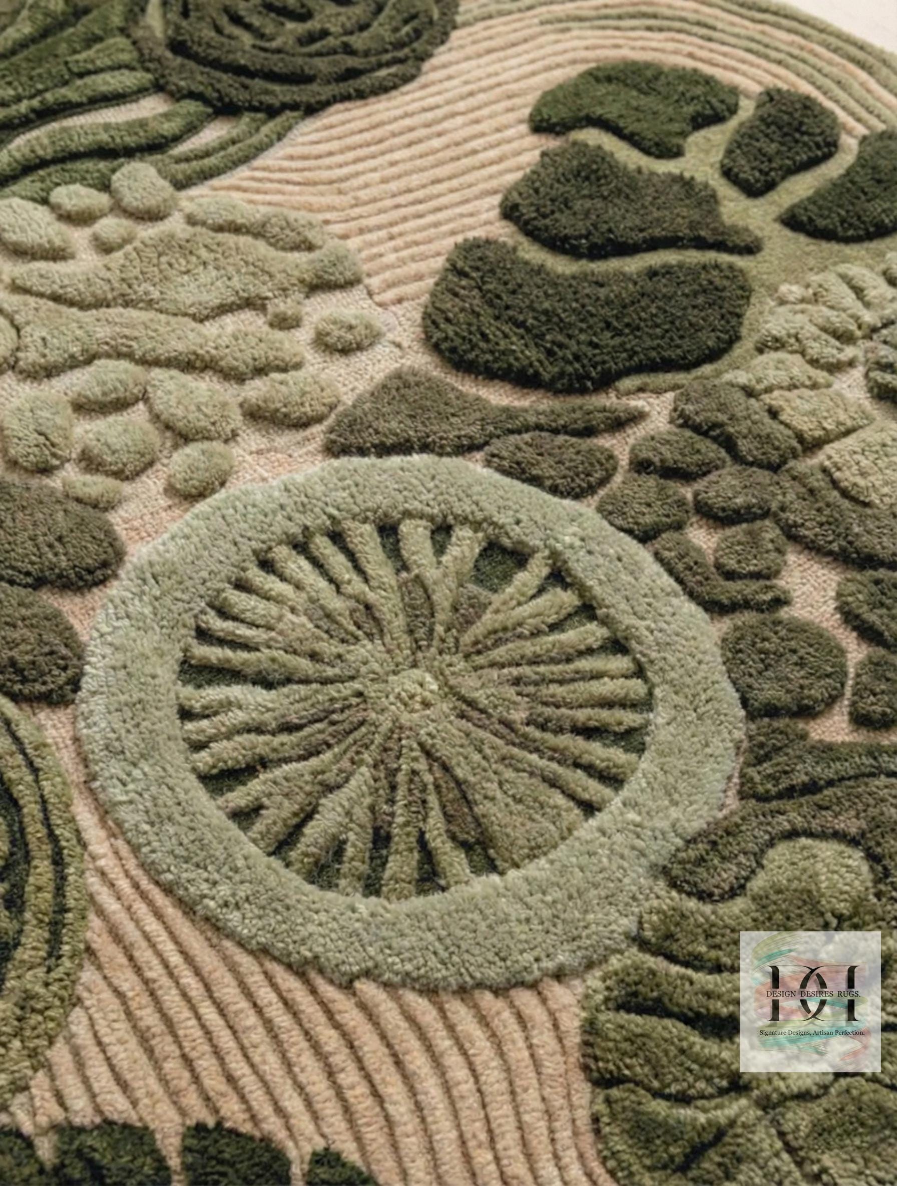 Top Secret Rug Secret Garden Sculpted Oval Rug - Green Hand Tufted Wool Carpet ...