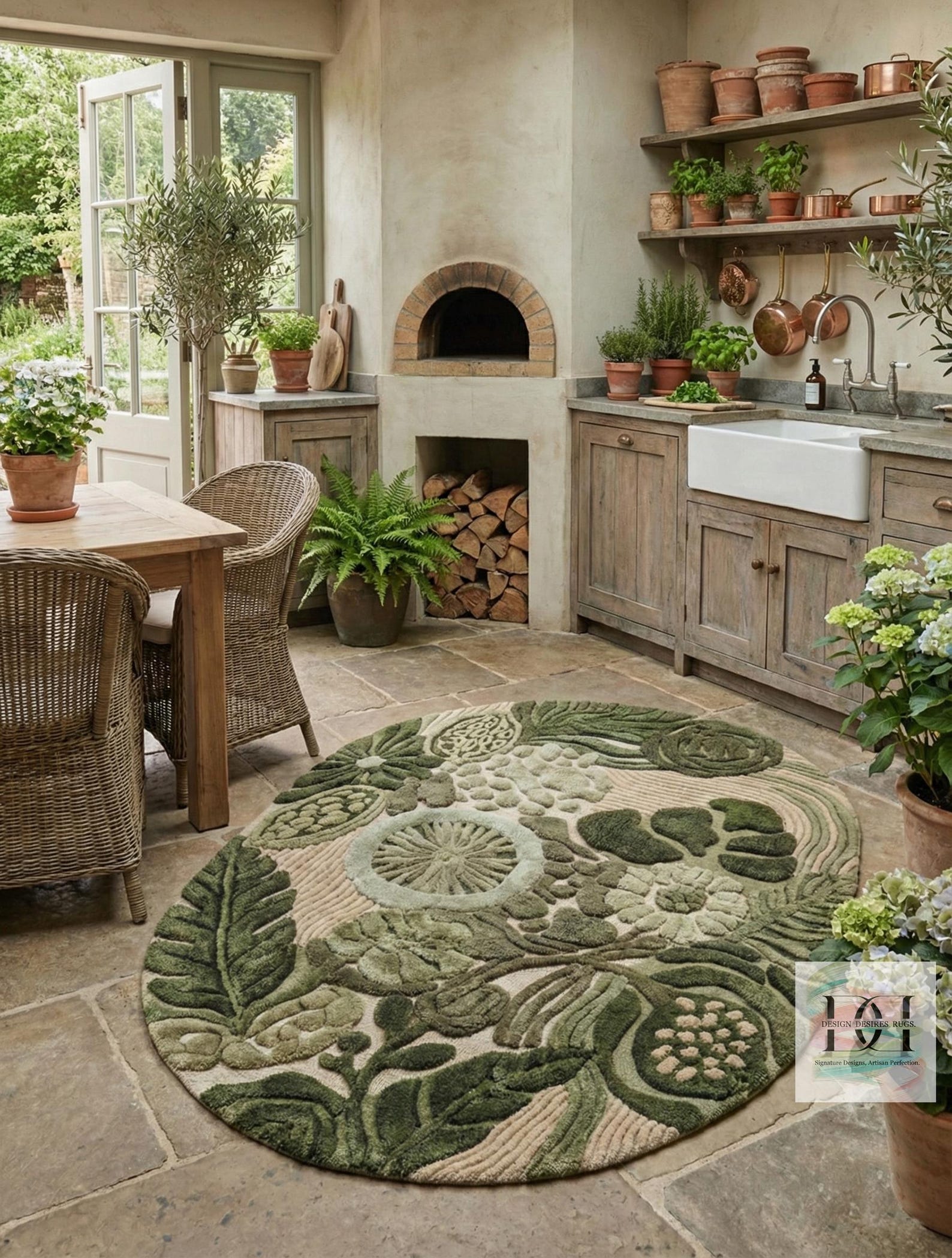 Top Secret Rug Secret Garden Sculpted Oval Rug - Green Hand Tufted Wool Carpet ...
