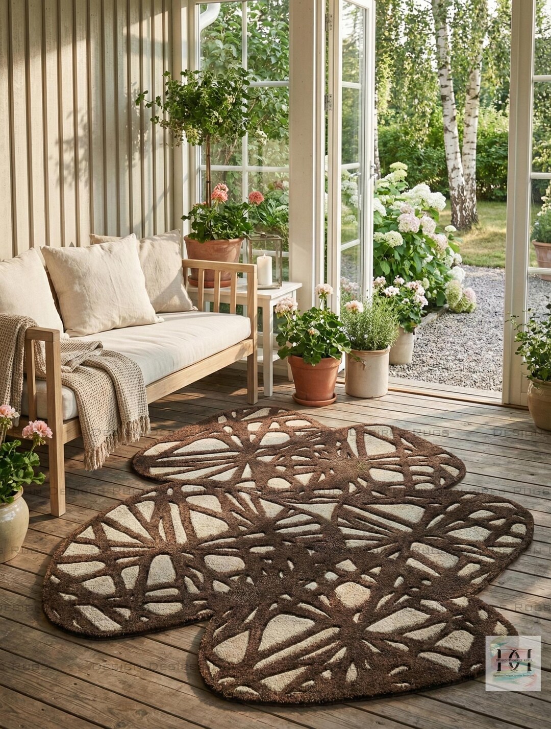 Abstract Cobblestone Rug - Hand Tufted Irregular Shaped Carpet ...