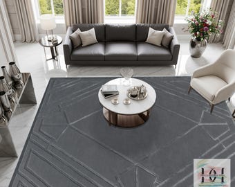 Hand Tufted New Zealand Wool Rug, Modern Floral Gray Area Carpet