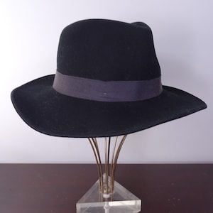 Men&#39;s Women&#39;s Unisex Designer Black Wool Vintage Fedora Hat, Cabelas, Made in USA