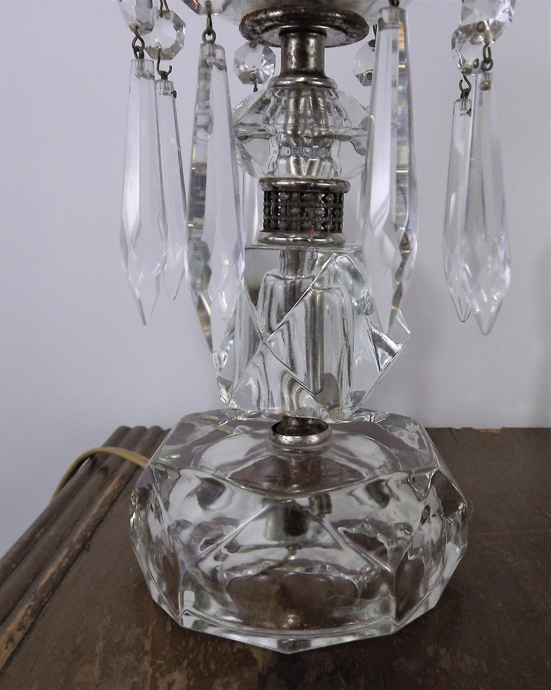 Set of 2 Crystal Prism Lamp Pair of Mantel Lamp Ornate Boho Etsy