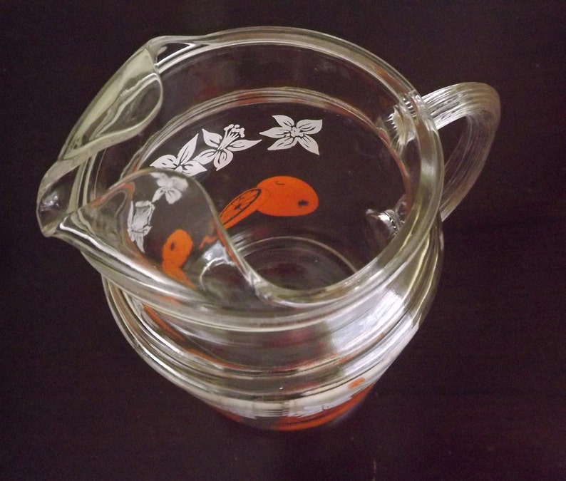 Vintage Juice Pitcher Small Mid Century Modern Glass Pitcher Etsy