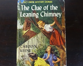 Nancy Drew Mystery Book, 1940s The Clue of the Leaning Chimney, Teen Classic Young Adult Carolyn Keene Story Books