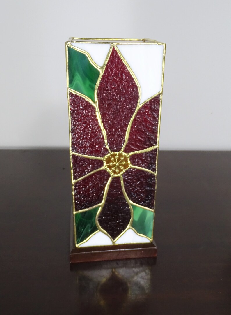 Large Glass Christmas Candle Holder Tall Stained Glass Etsy