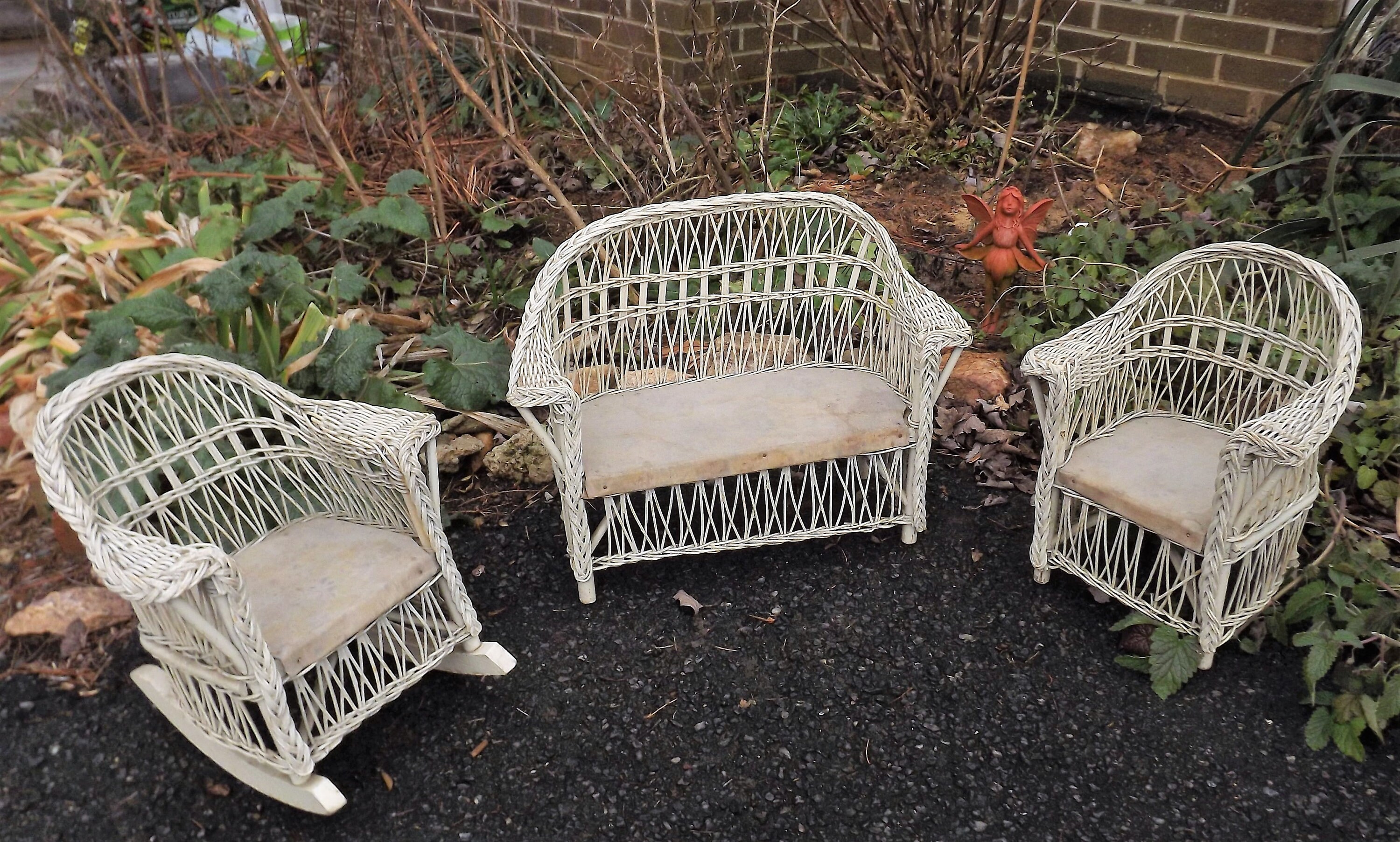 Antique Children Furniture Large baby doll couch set White Etsy
