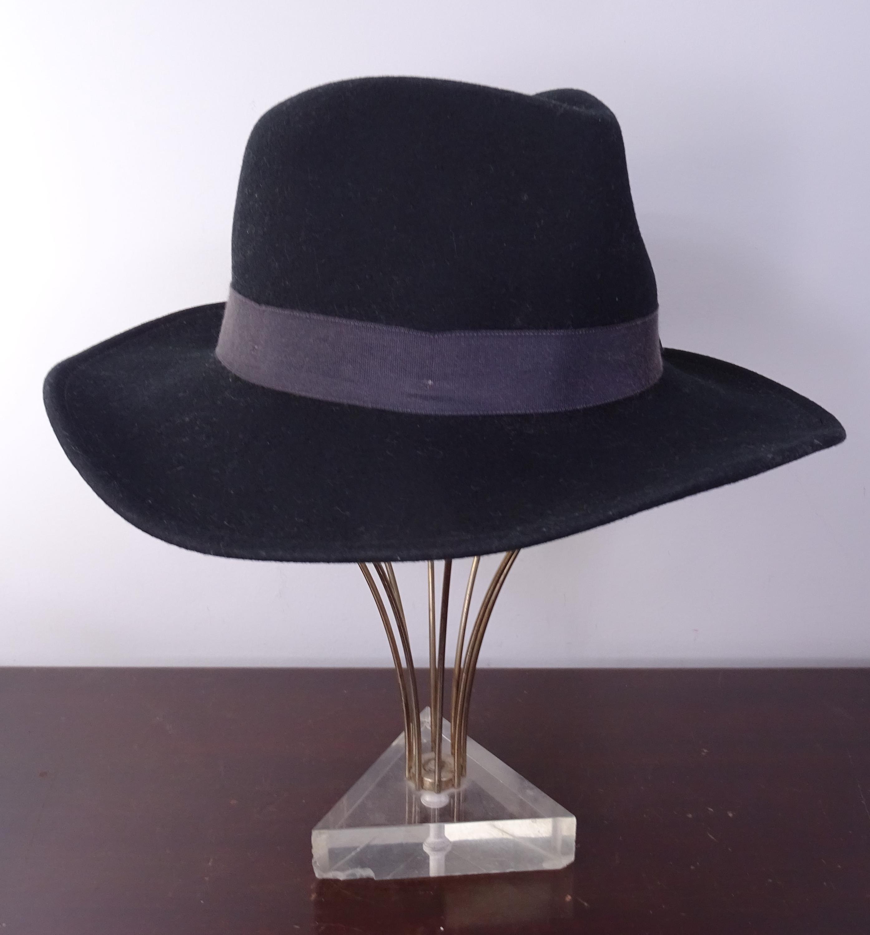 Men's Women's Unisex Designer Black Wool Vintage Fedora Hat, Cabelas, Made in USA