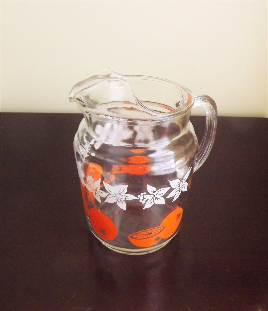 Vintage Juice Pitcher Small Mid Century Modern Glass Pitcher Etsy