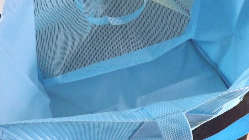 Palm Tree Bag Tropical Beach Tote Jumbo Bag Big Tote Bag Burdines Shopping Bag Bright Blue Bag Extra Large Beach Bag Mesh Beach Bag