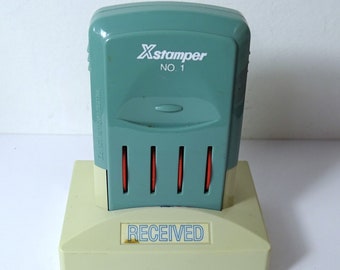 Vintage-Handstempel, X-Stempel, Nr. 1, Eingangsdatum, Retro-Büroausstattung, Shachihata, Hergestellt in Japan