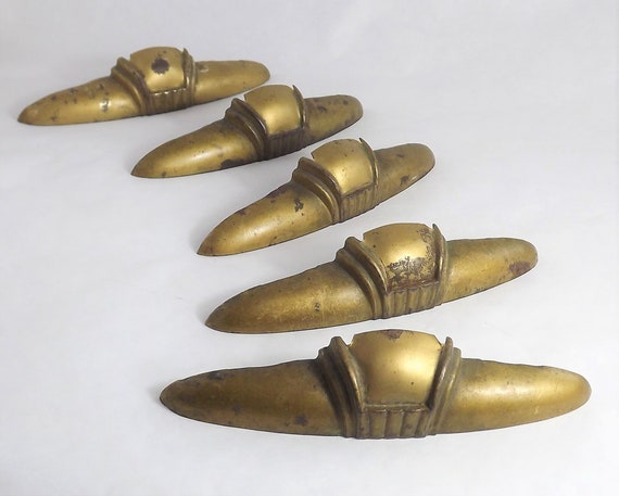 Art Deco Drawer Handle Retro Metal Drawer Pulls Vintage Gold Etsy