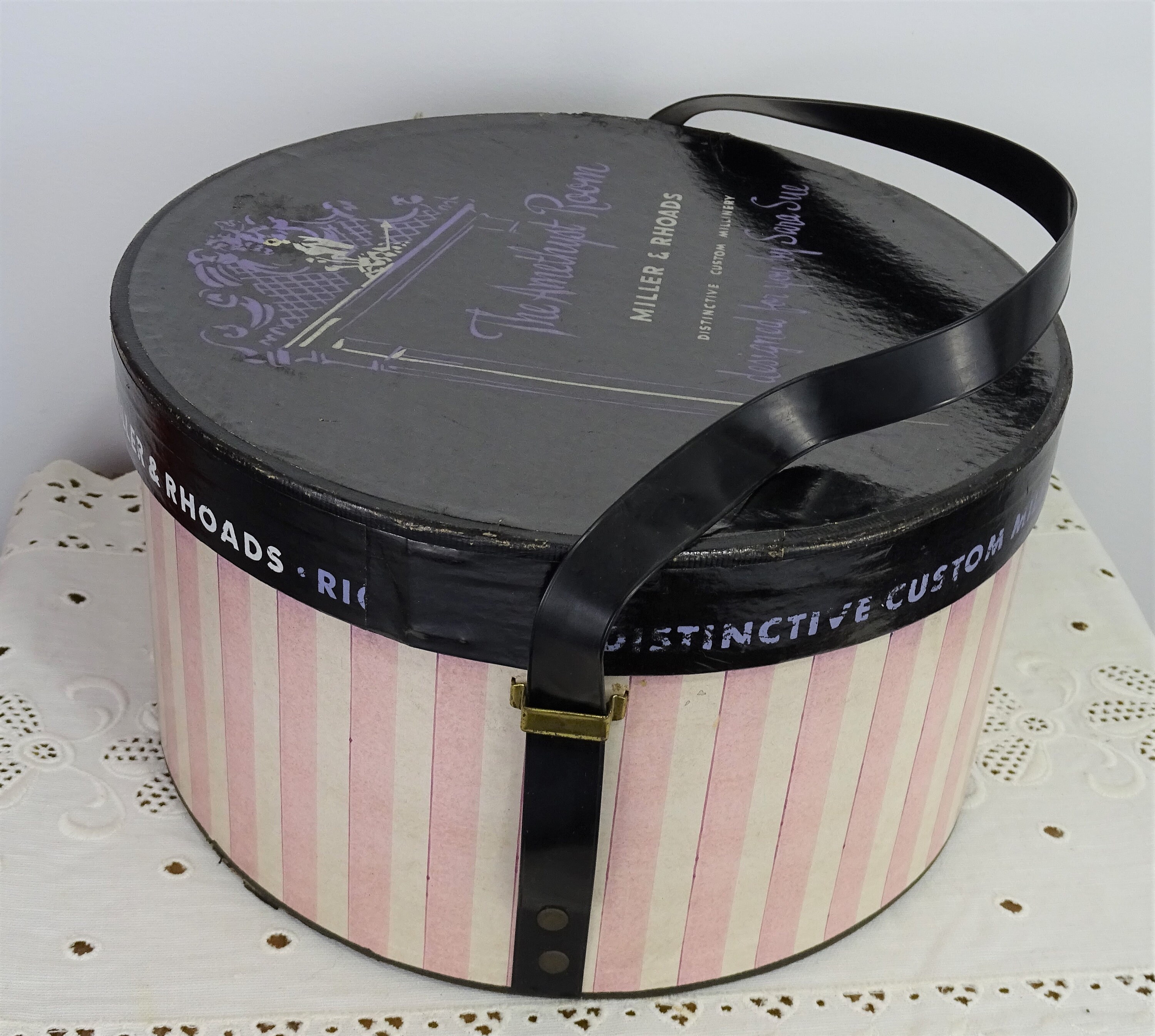 striped hat box