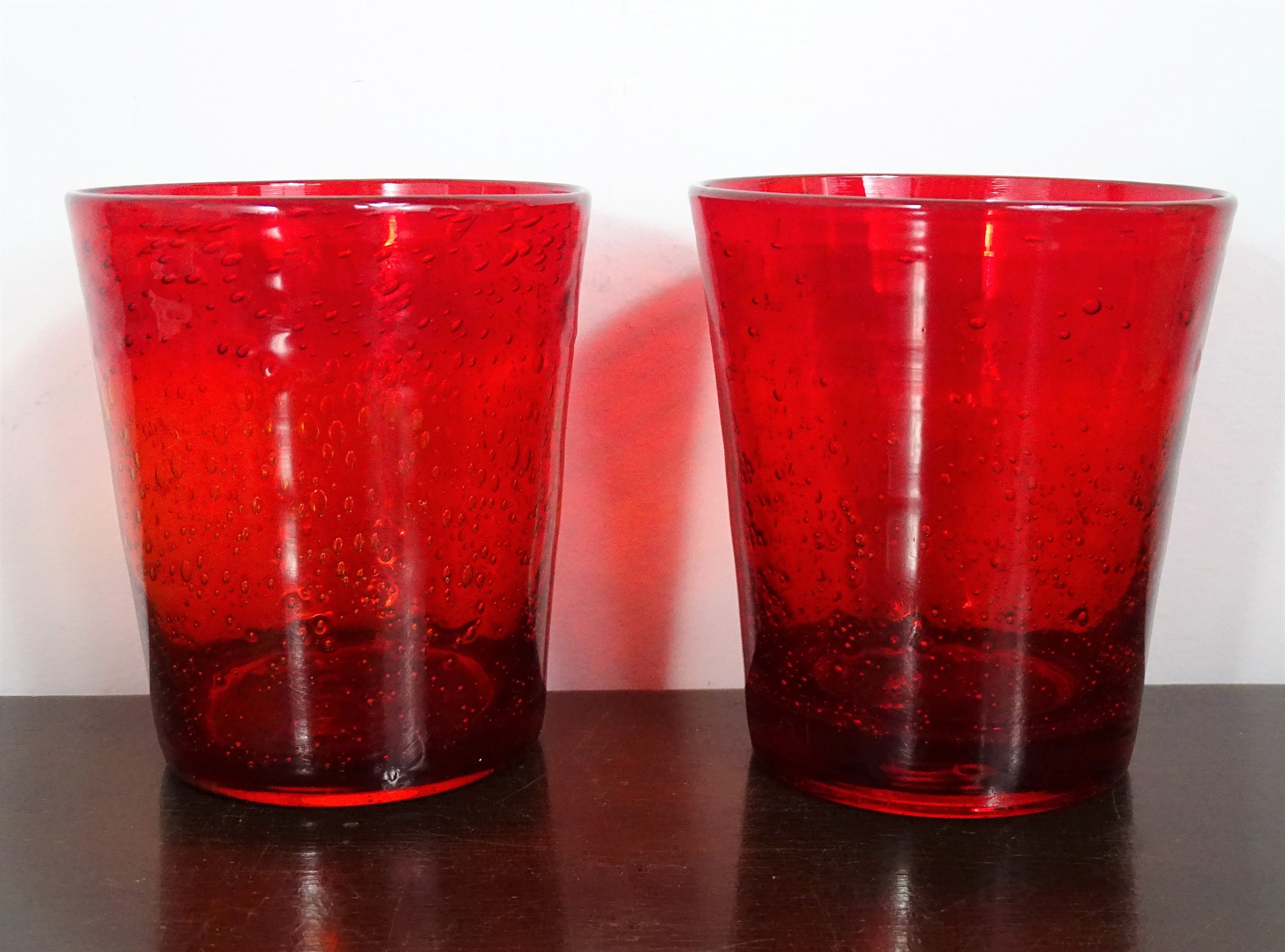 Red High Ball Glasses Large Bar Tumbler Glass Hand blown Etsy