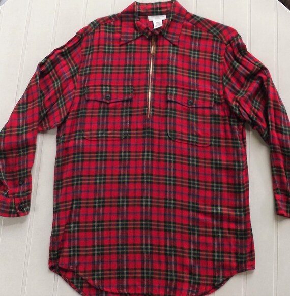 Long Plaid Shirt, Women Long Sleeve Red Shirt, Zip