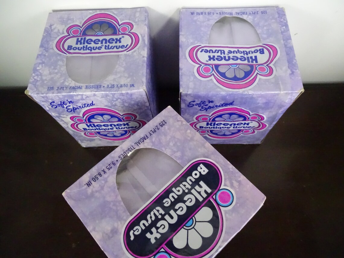Vintage Kleenex Boutique Facial Tissues Purple Flower Colored Etsy