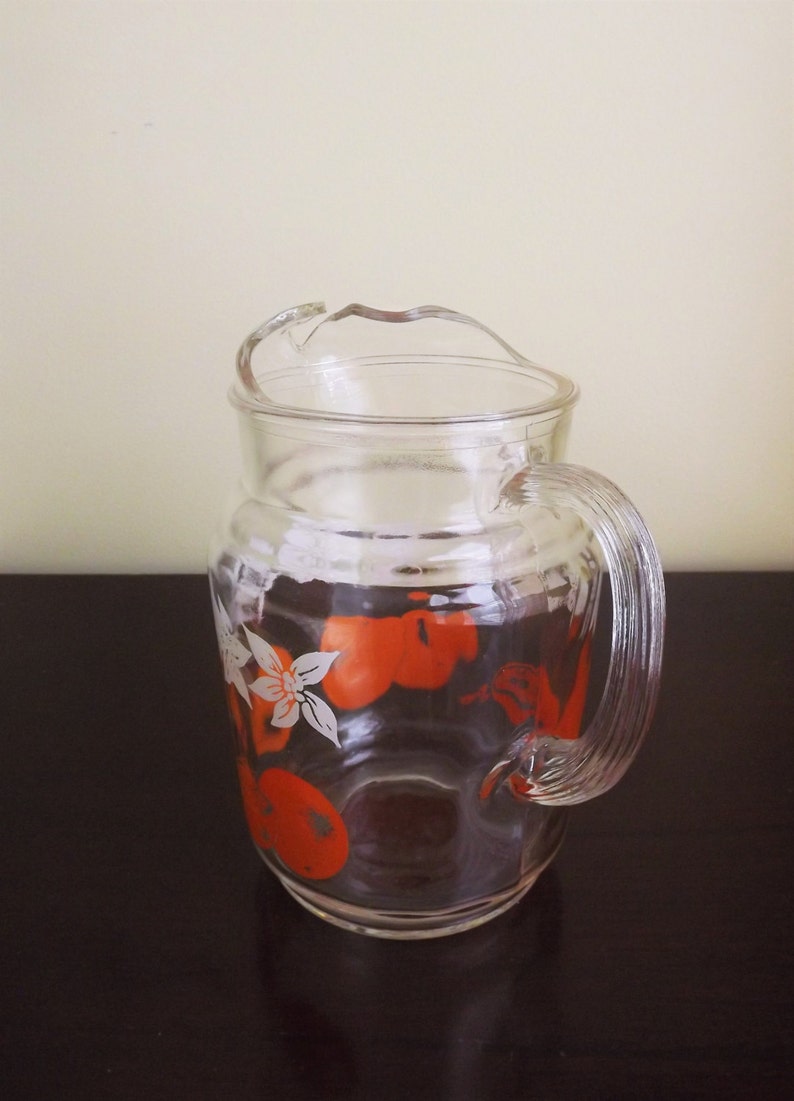 Vintage Juice Pitcher Small Mid Century Modern Glass Pitcher Etsy