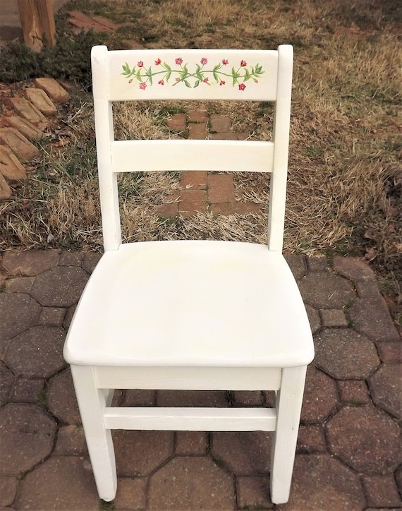 childrens white wooden chair