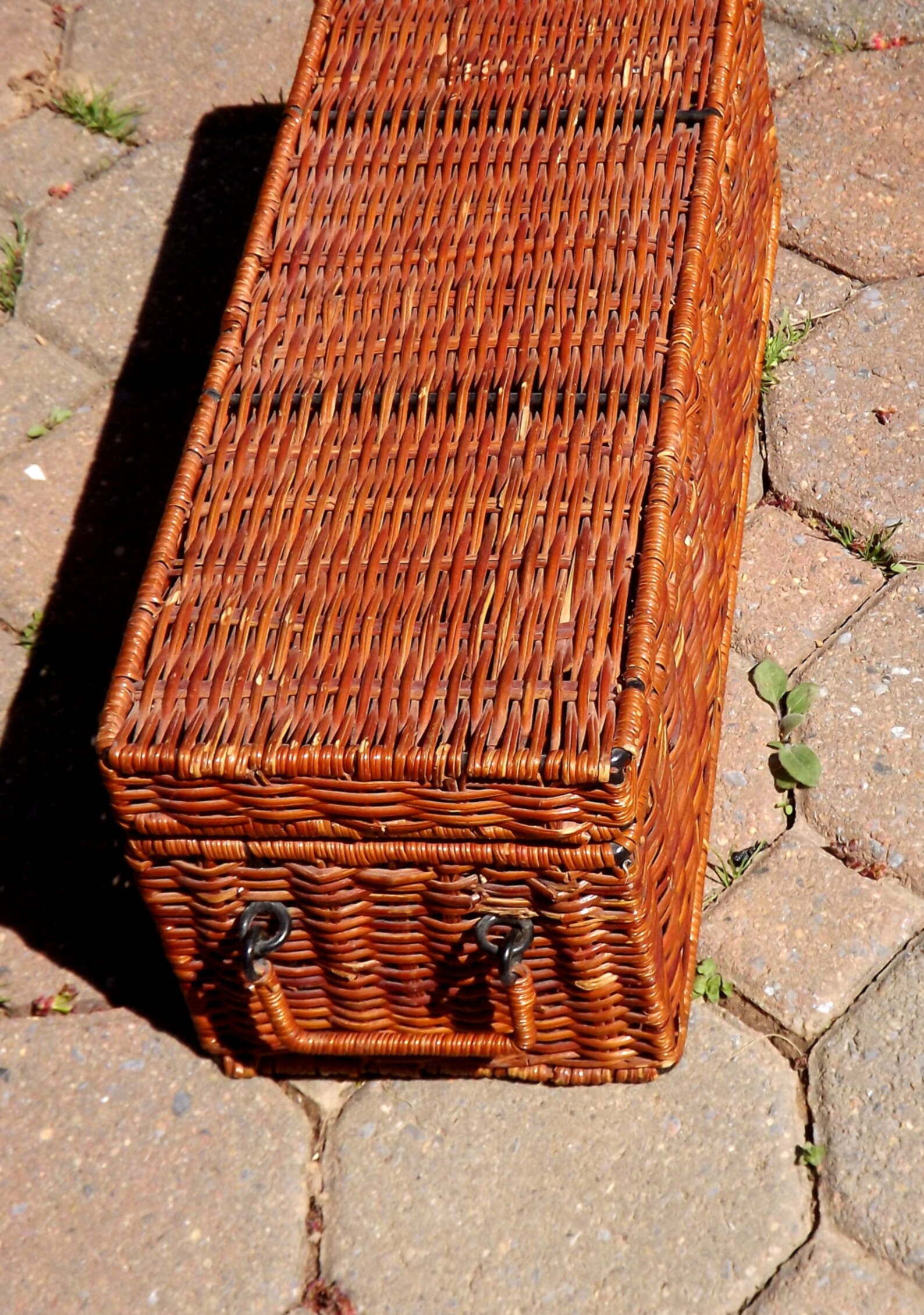Wicker Basket Long Narrow Rectangle Hinged Lidded Wicker Etsy
