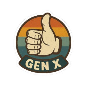 Autocollant pouce levé génération X. Sticker Attitude rétro des années 90 | Ambiance grunge vintage | Sticker en vinyle pour rebelles et réalistes