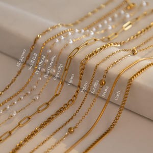 18K Gold Filled Chain Necklace: Waterproof Stainless Steel, Layering Style