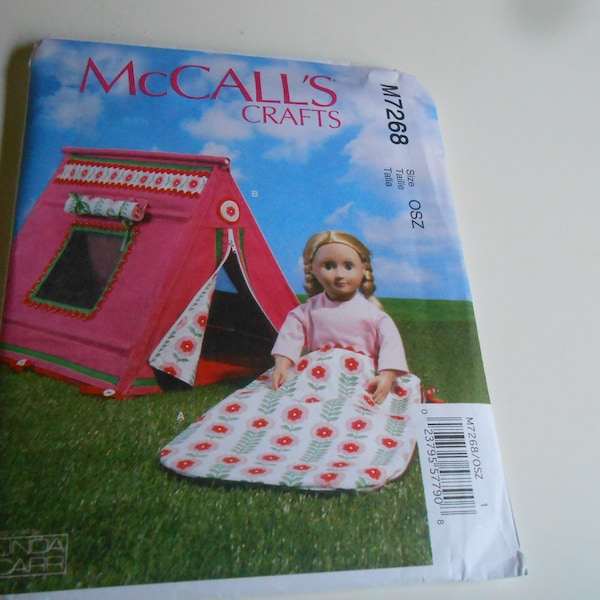 McCall's pattern 7268  18 " doll Am Girl Tent and sleeping bag, uncut