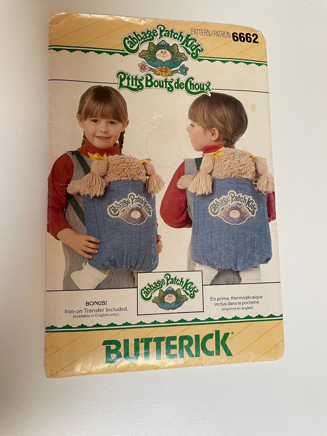 Butterick 6662 Cabbage Patch Backpack, Doll Carrier Pattern- Used - Etsy