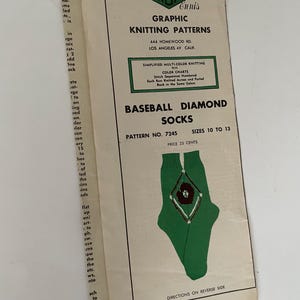 True vintage Grace Ennis sock knitting pattern 1950's Football + Baseball