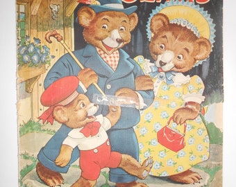 The Three Bears linen book 1941 Merrile Publishing Chicago