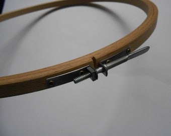 vintage wood screw closure lined embroidery hoop