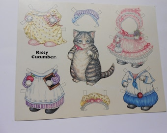 Kitty Cucumber paper doll postcard 1983