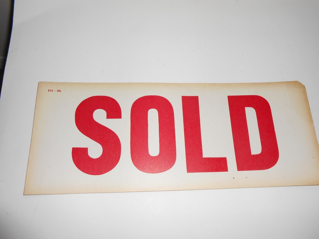 2 Vintage Cardboard SOLD Signs - Etsy