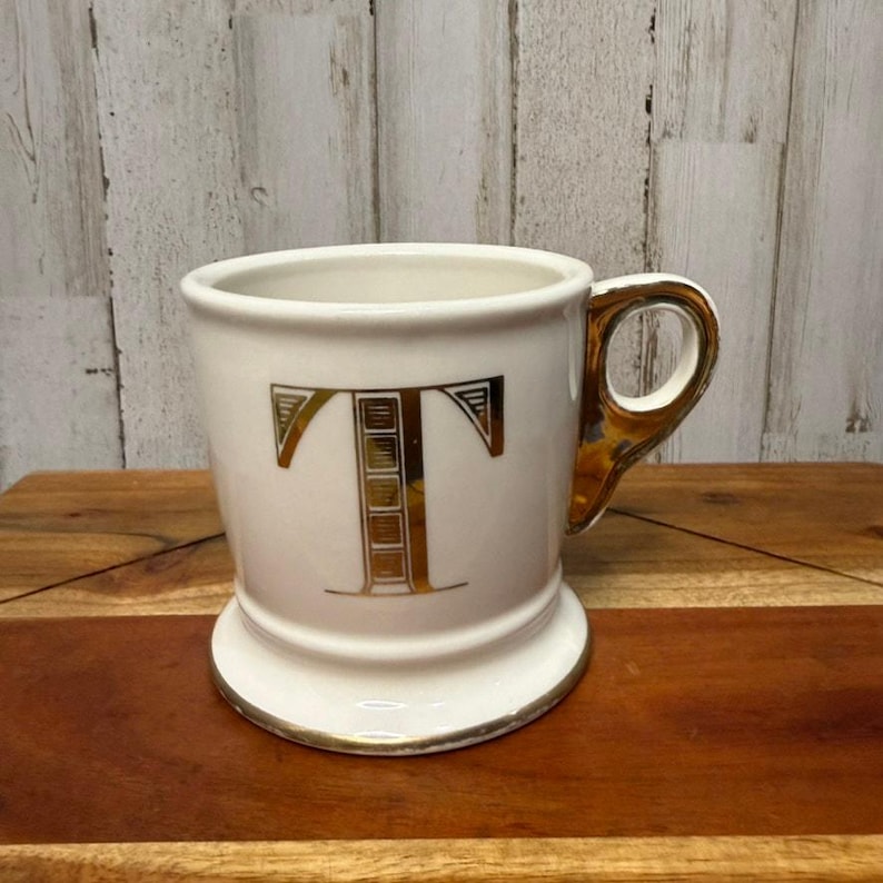 Anthropologie Gold Monogram Mug Letter T Antique-Inspired image 3