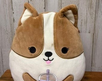 Squishmallows 8" Regina Corgi Plush Toy with Boba Multicolor