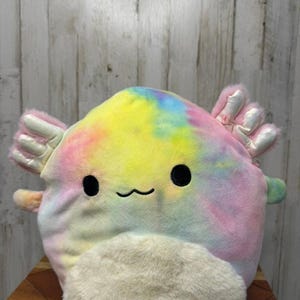 Squishmallows Tinley Rainbow Tie-Dye Axolotl Plush Toy Medium 12"