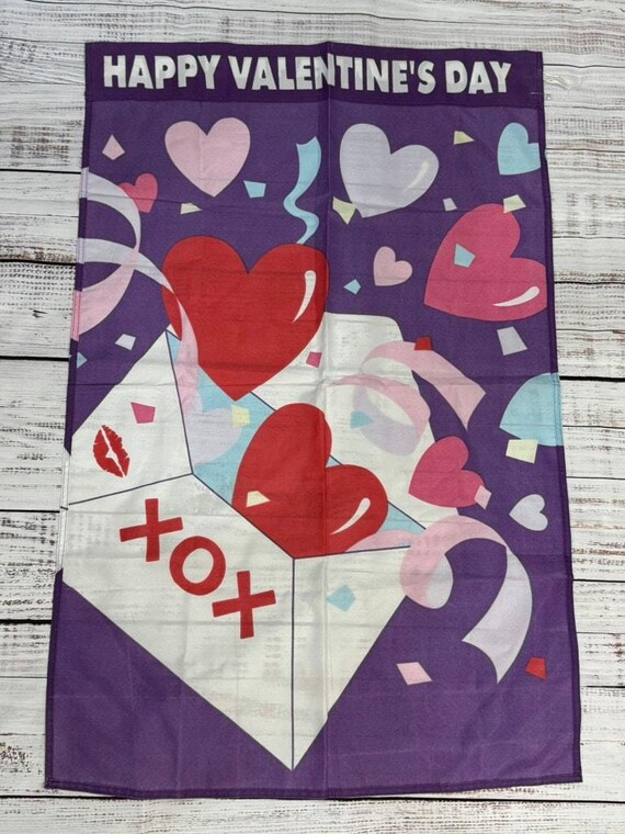 Love Hearts Valentine Day Garden Flag Vertical Qatar