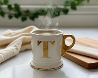 Anthropologie Gold Monogramm Tasse Buchstabe T Antik-inspiriert