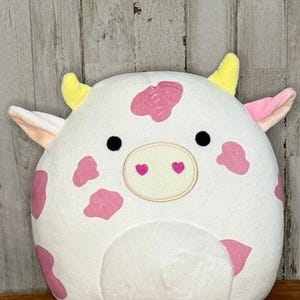 Squishmallows Evangelica Pink Cow Plush Pillow Medium 10" Stuffed Animal Toy