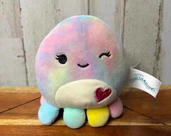 Squishmallows Opal the Octopus Plush Toy Valentine's Day Rainbow Pastel Small 5"