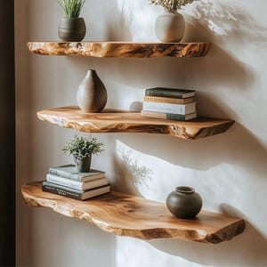 Live Edge Floating Shelf: Rustic Solid Wood Wall Decor