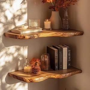 Rustic Floating Shelf, Wall Mouted Wooden Floating Shelves, Live Edge Wood Shelf, Natural Home Decor Entryway or Living Room