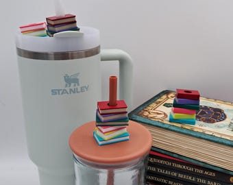 Book Lover Straw Topper – Mini Stack of Books Drink Charm