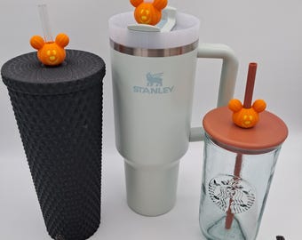 Pumpkin Mouse Straw Topper | 3D Printed Halloween Cup Accessory for Tumblers