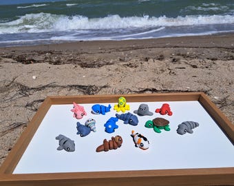 3D Printed Articulated Sea Animals – Ocean Fidget Toys Set – Octopus, Shark, Turtle – Fun Sensory Toys for All Ages