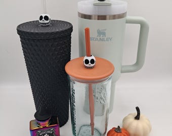 Creepy Cute Skeleton Straw Topper – Reusable Cup Charm for Halloween Drinks
